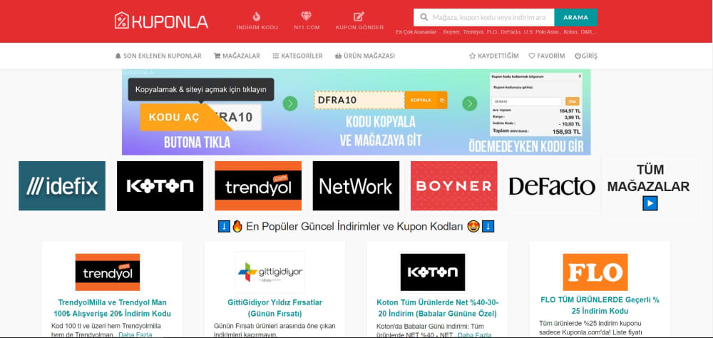 Kuponla.com Homepage