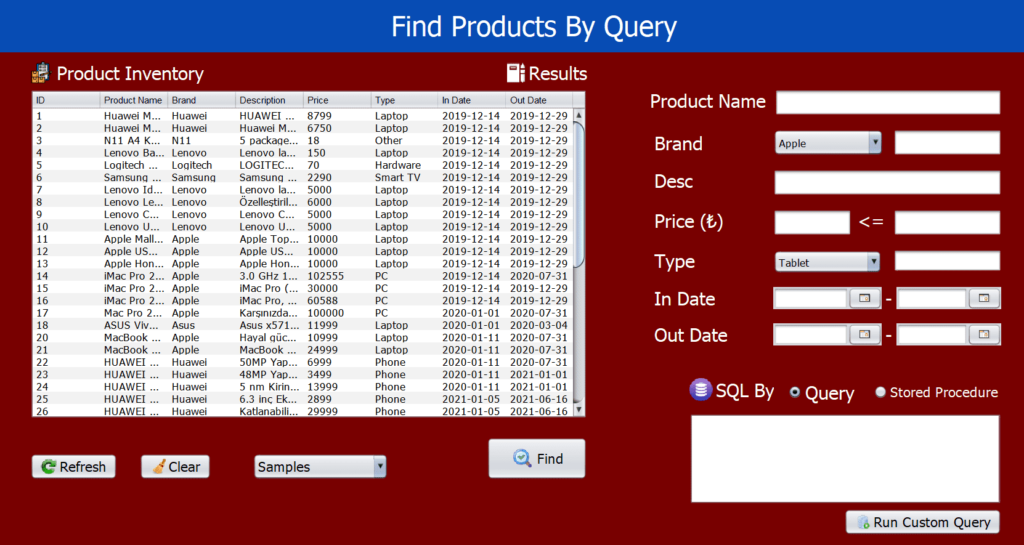 Inventory Management System - Java Swing + SQL Stored Procedures